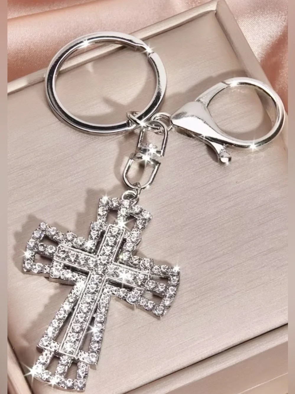 NEW Silver & Rhinestone Cross Bag/Purse Accessory
